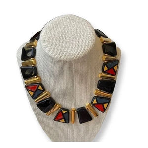 VINTAGE NAPIER BERTOLLI Jet Collection Mondrian Inspired Choker Necklace HTF